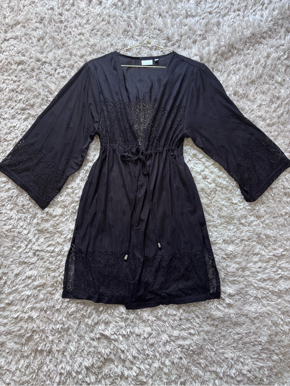 NWOT DOTTI Black Swim Coverup with Silver Charms Cutout Design Side Slits